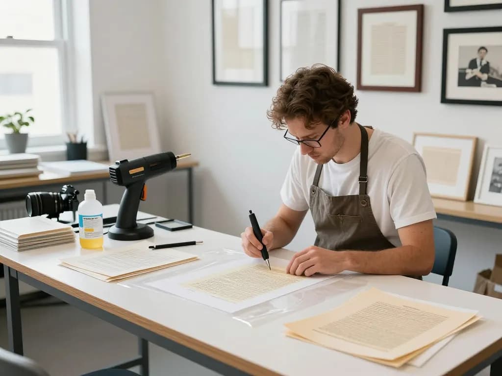 bóc giấy ép uy tín hà nội in a professional document restoration workshop with expert technician removing lamination