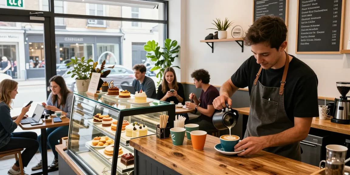 Barista at urban café preparing a drink, showcasing the vibrant atmosphere of local coffee culture, https://forumup.org/shop/search.php?ca_id=&addr1=&addr2=&addr3=&schKeyword