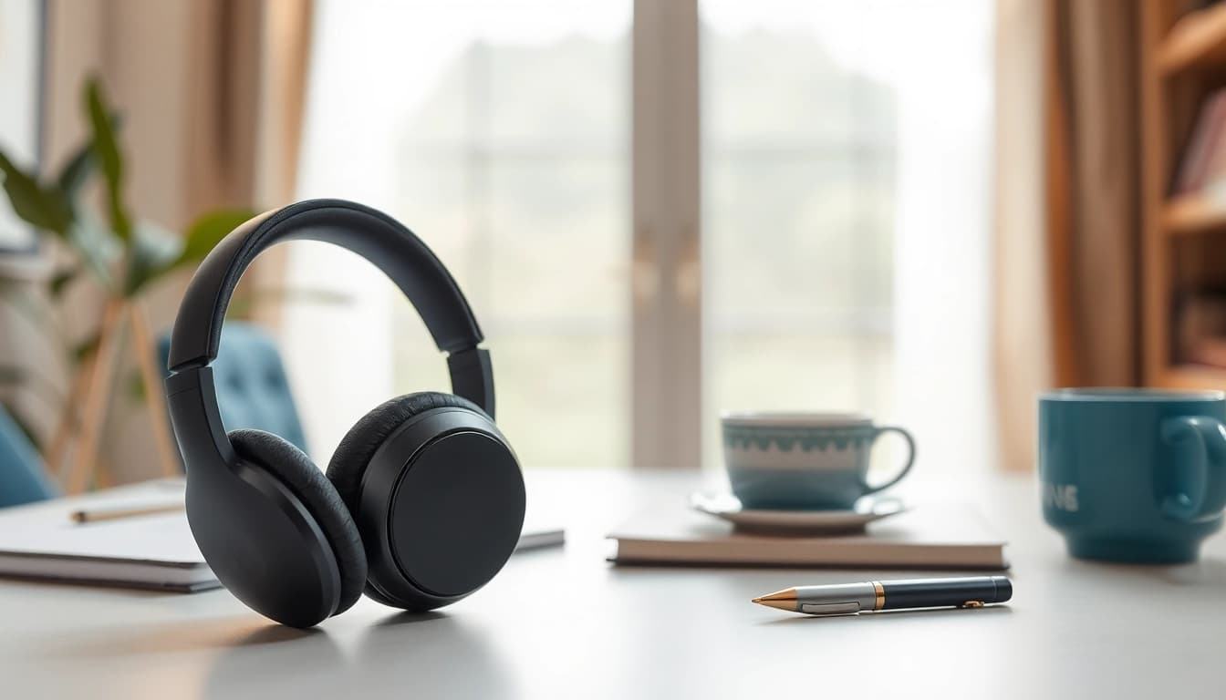 Explore the features of Bone X2 Bone Conduction Headphones in a modern workspace.