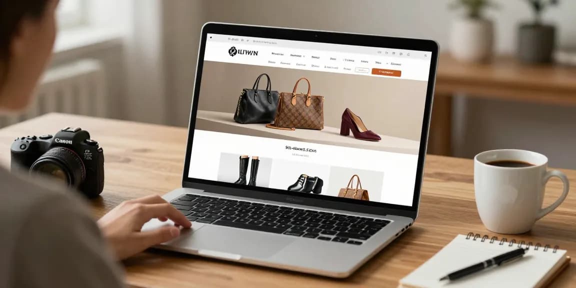 Customer browsing high-quality replica fashion items on https://shs-dome5.com/ in a secure online shopping environment.