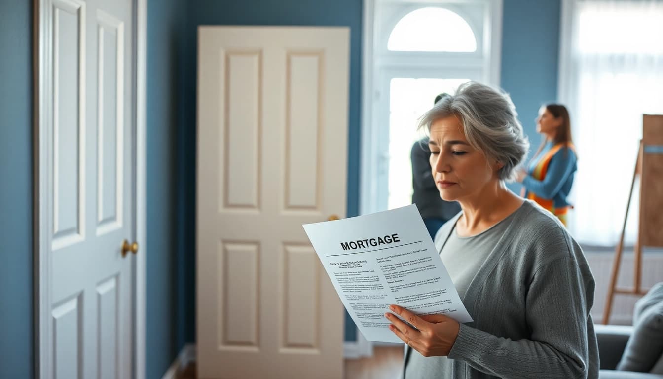 Homeowner facing spray foam mortgage refused dilemma, holding rejection letter in a warm, inviting interior.