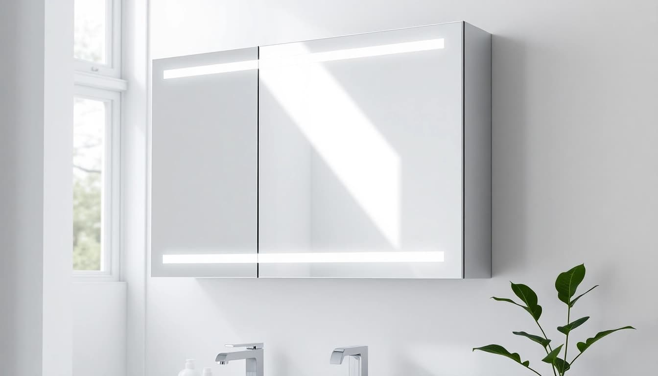 Stylish sonni Spiegelschrank mit LED-Beleuchtung für modernes Badezimmer.