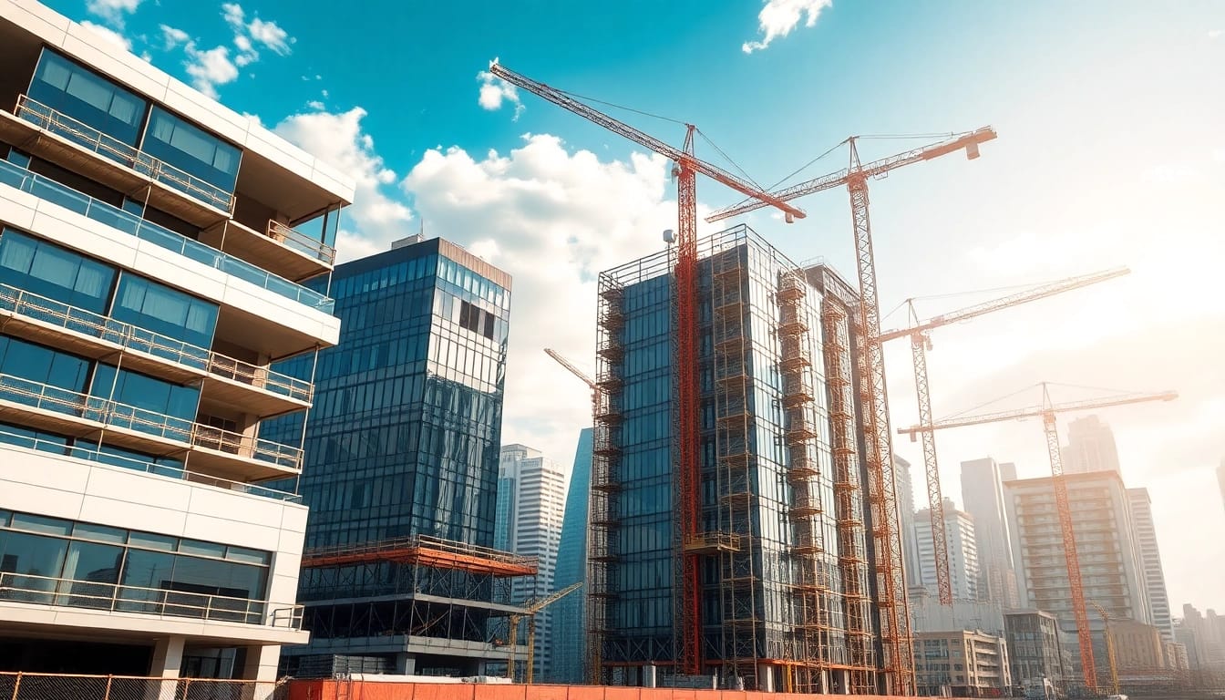 Building developer overseeing a dynamic construction site, showcasing urban growth.