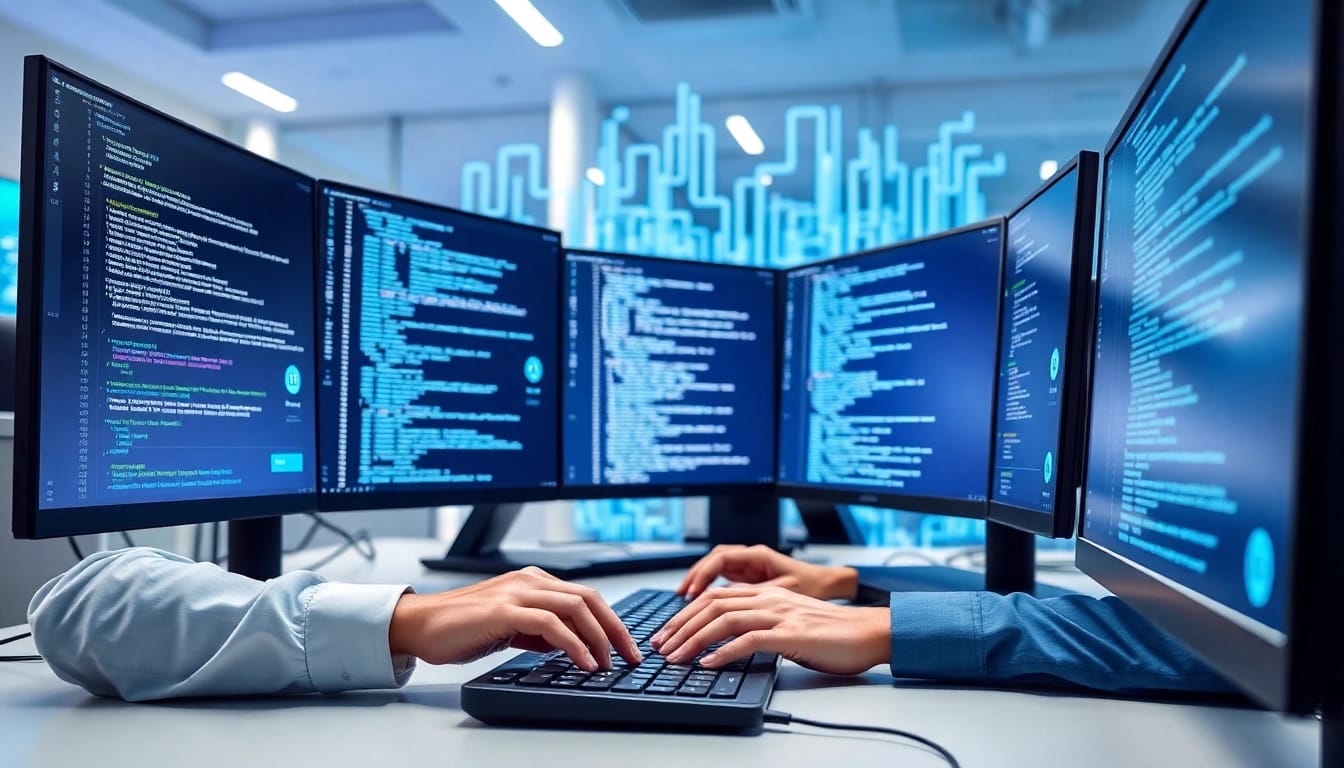 Implementing PowerShell automation for IT compliance with an IT technician working in a modern office.