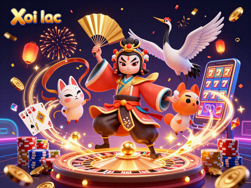 Xoi lac captivates players with vibrant 3D casino action featuring kabuki warrior and sparkling treasures