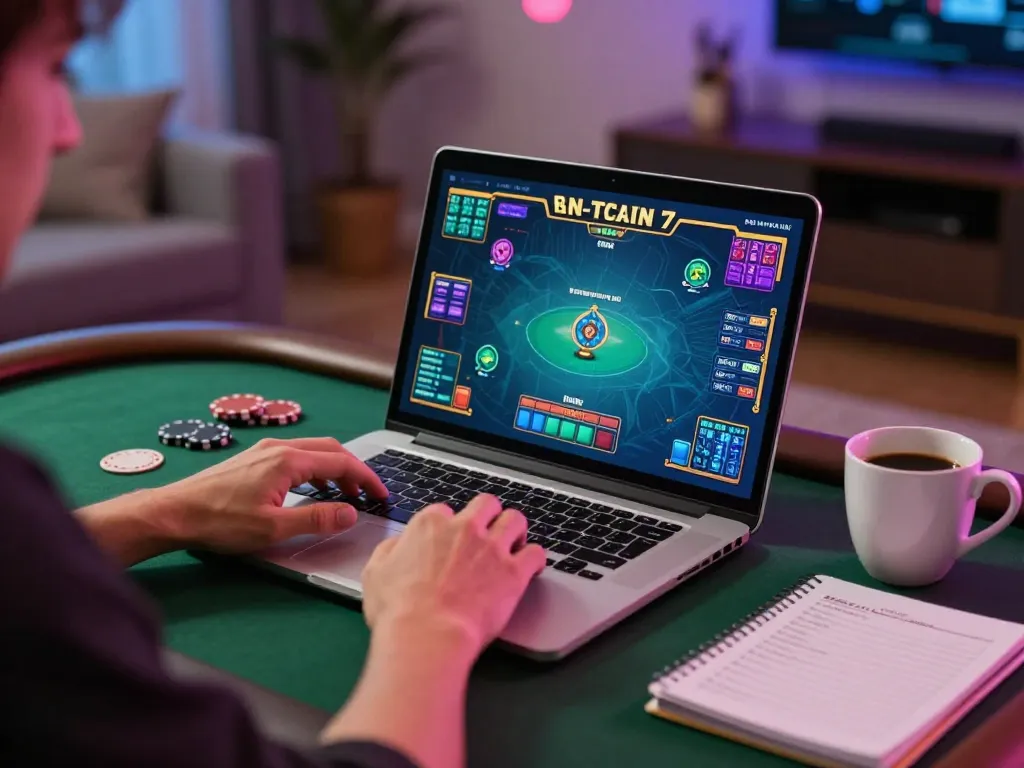 Engaging in casinò online italiani non aams from a modern home setup with vibrant game graphics.