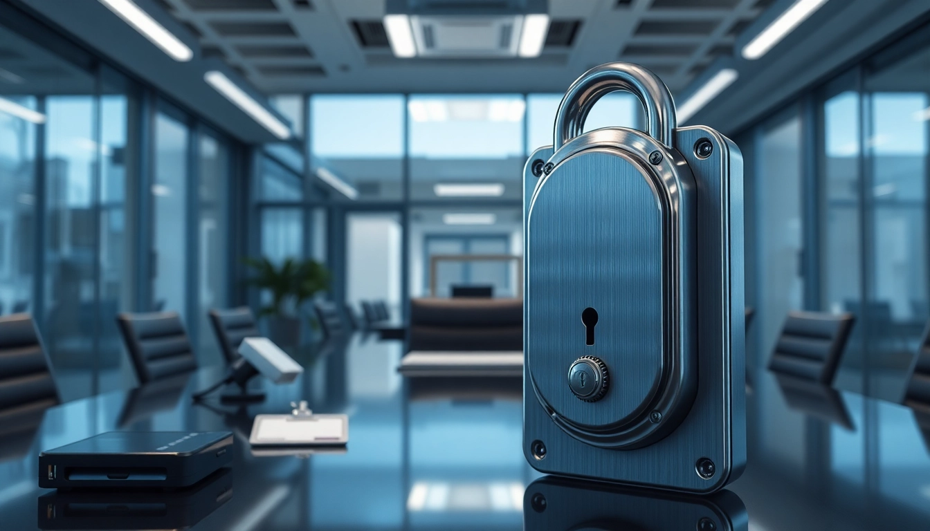 Locksta: Sicheres Schloss in einem modernen Büro, betont durch zeitgemäßes Design.