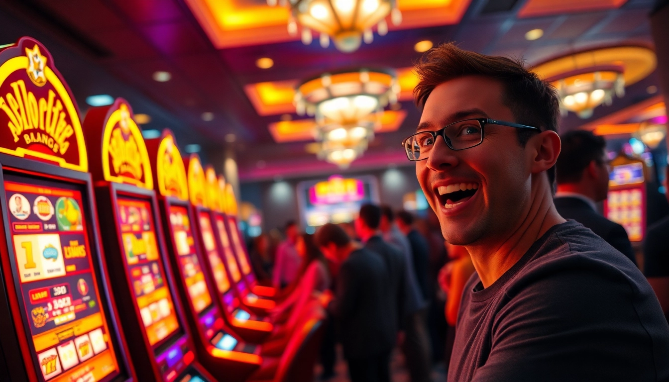 Memainkan rtp slot akurat di mesin slot bercahaya dengan penonton antusias.