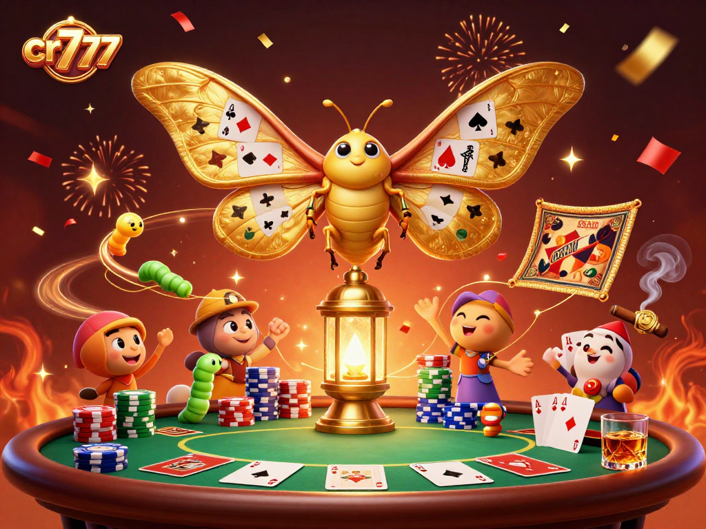 Mendapatkan kemenangan dengan cr777 di meja poker, dikelilingi oleh elemen kasino yang meriah