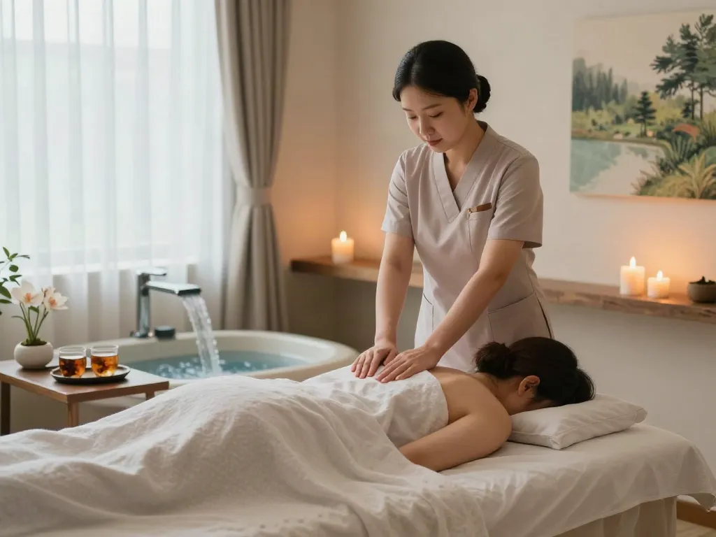 Relaxing 강동구출장마사지 experience in a tranquil spa setting with soothing ambiance and professional therapist.