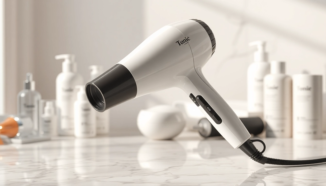 Using the Ionic hair dryer for a sleek and polished hairstyle, featuring its ergonomic design.