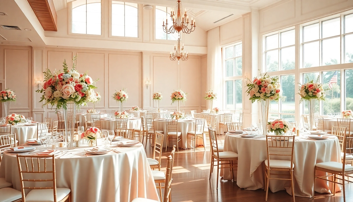 Exquisite wedding event space Jacksonville with elegant floral arrangements and bright natural lighting.