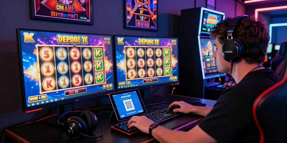 Player engaging in a slot deposit 1k gaming experience with vibrant graphics and dynamic lighting.