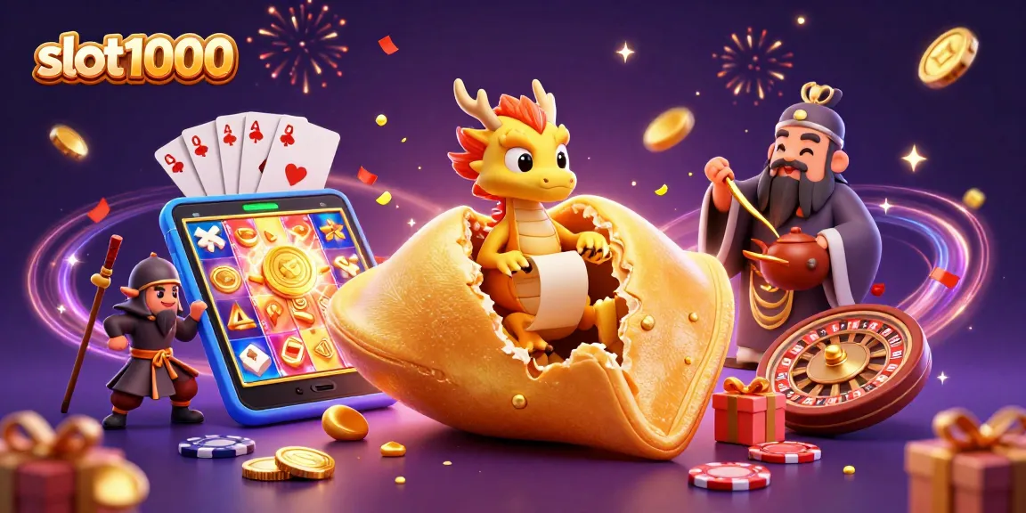 Permainan slot1000 membawa keberuntungan dengan kekuatan kue keberuntungan emas beraksi di dunia kasino.