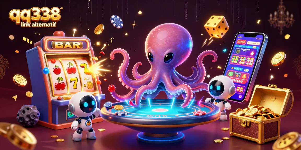 Engage with the qq338 link alternatif through an exciting cosmic casino scene featuring unique alien elements.