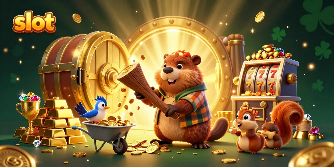 Spin the slot reels for golden treasures in a vibrant casino-themed scene.