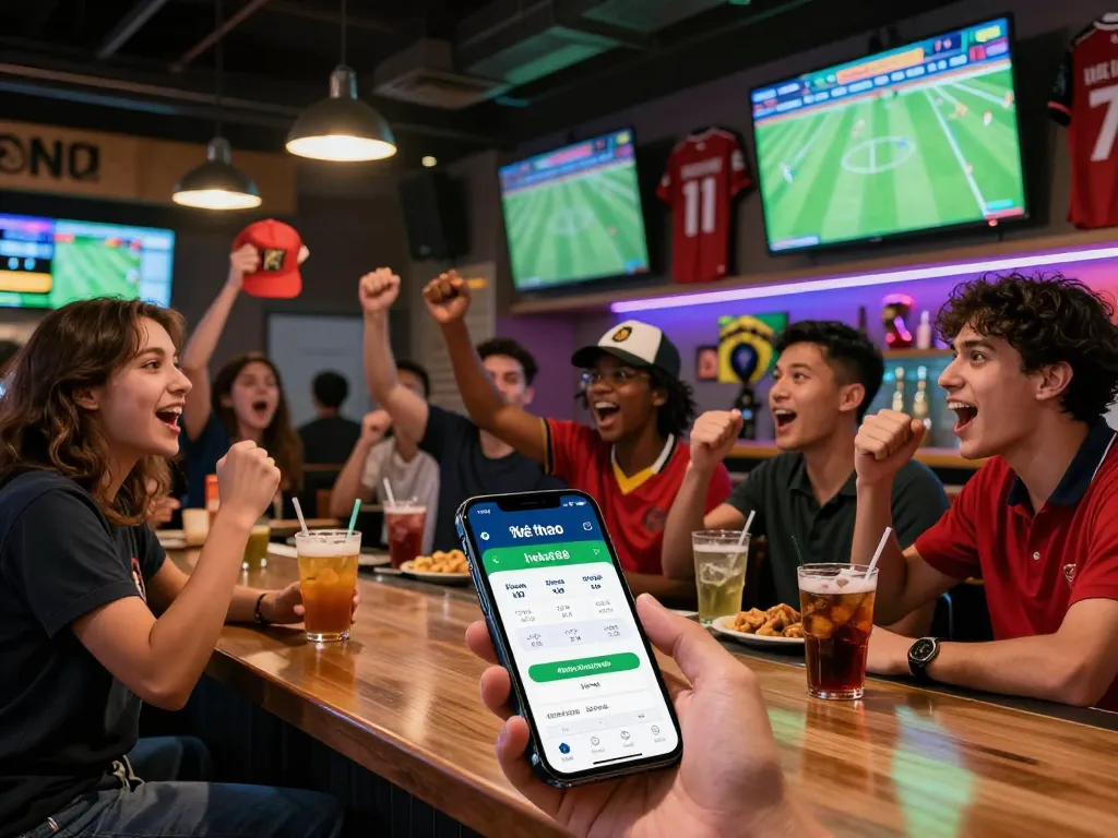Thể thao hubet88 sports betting atmosphere in a vibrant sports bar