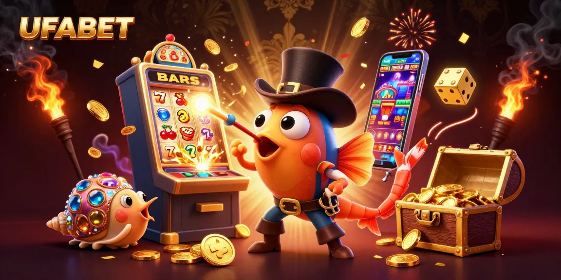 Spin to win with UFABET's vibrant slot games featuring golden coins and dynamic action.
