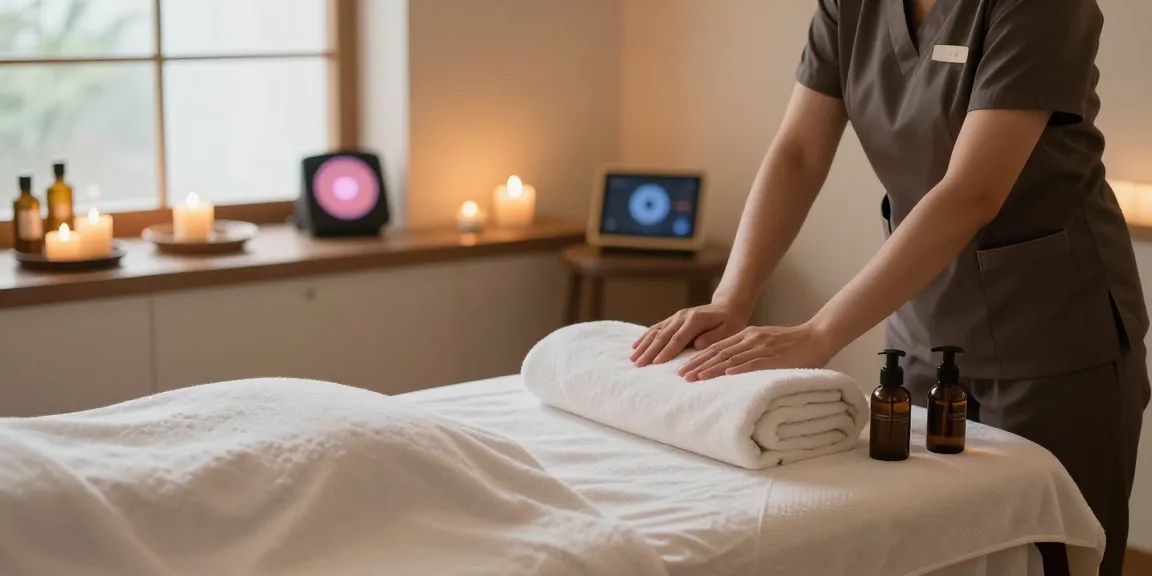 Experience a soothing 창원마사지 in a tranquil spa setting with essential oils and ambient lighting.