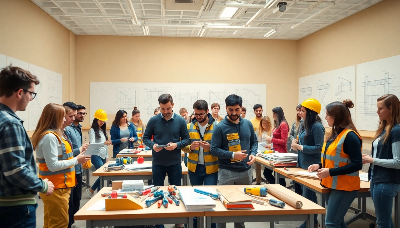 Engaged students participating in construction classes focused on hands-on learning.