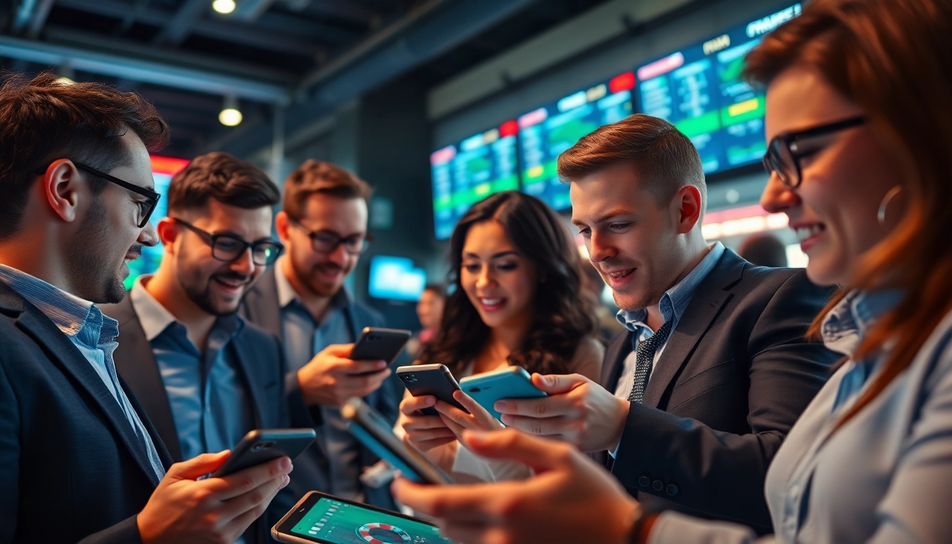 Engaged bettors choosing among the best sportsbooks in Mexico in a vibrant gaming setup.