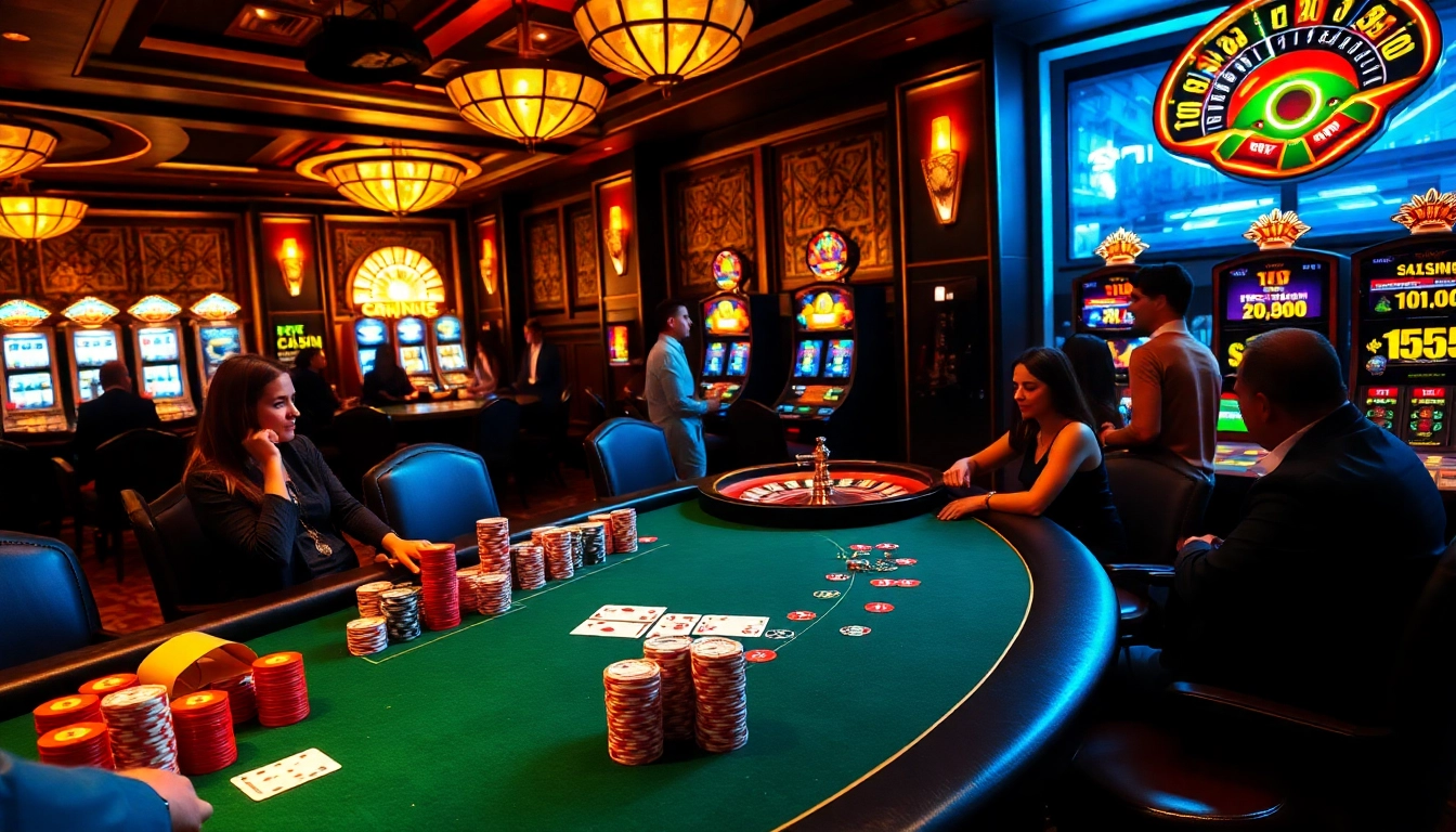 Moment excitant dans un casino palpitant avec des joueurs participant à des jeux de meilleure casino en ligne à une table de poker.