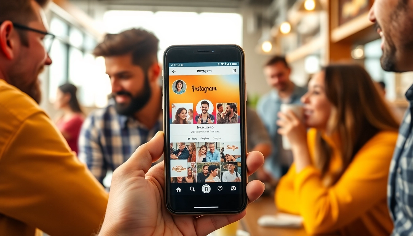 instagram フォロワー 買うためのスマートフォンが映る、楽しいカフェでのシーン