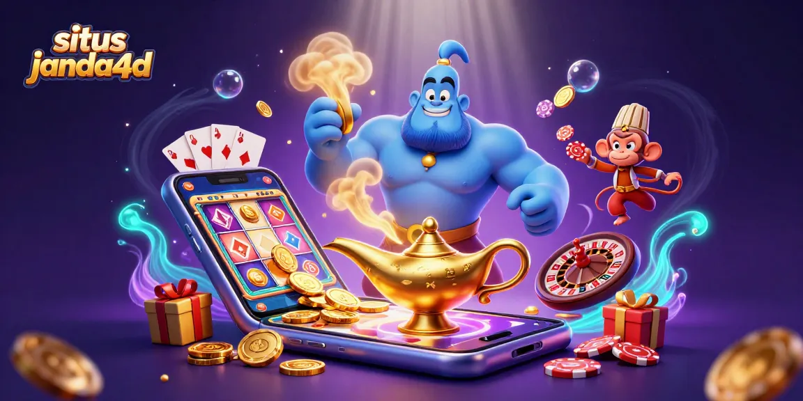 Mencoba keberuntungan di situs janda4d dengan lampu genie dan permainan slot yang megah.