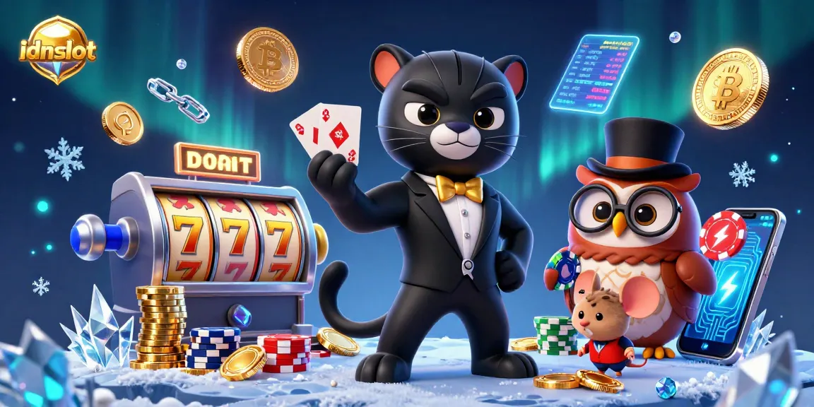 Engage with idnslot's exhilarating action featuring a tuxedo-clad panther and charming characters amidst vibrant casino elements.