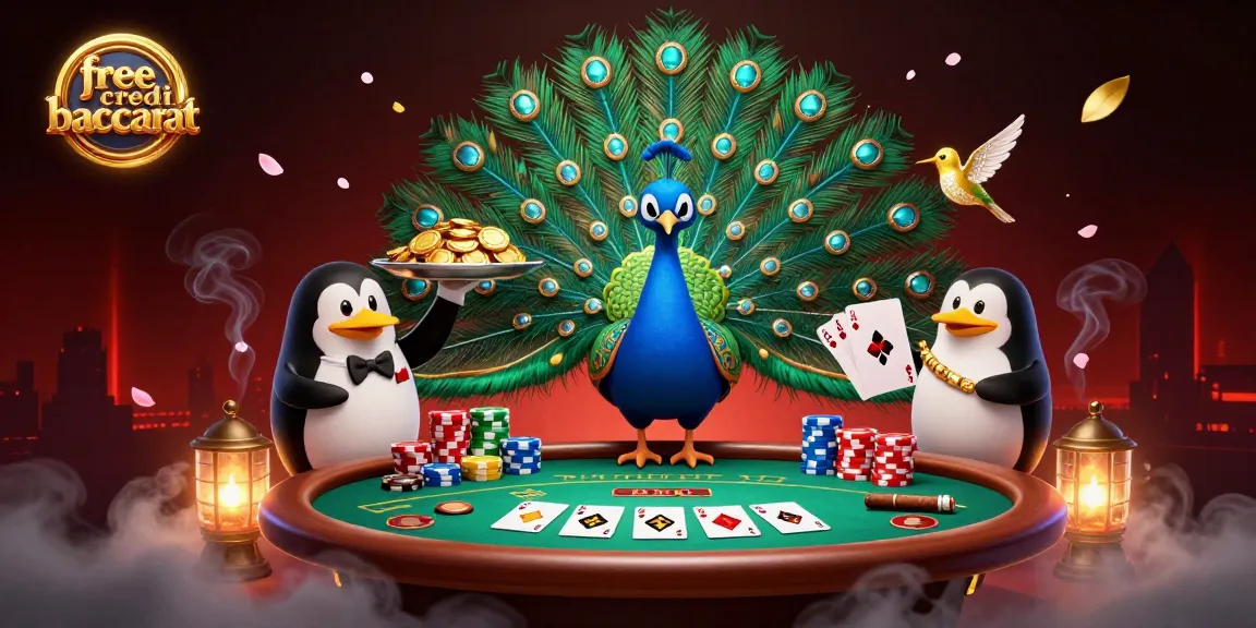 Experience the excitement of free credit baccarat with this vibrant, engaging casino illustration.