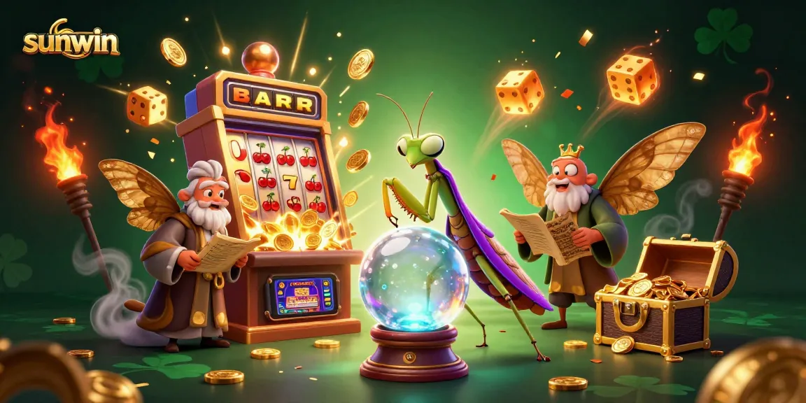 Experience sunwin's vibrant casino adventure with a mystical fortune teller amidst an explosion of winning game elements.
