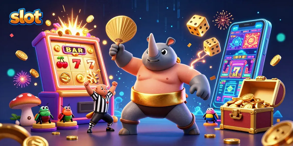 Slot menarik dengan kejuaraan kumbang badak, koin meluncur dari mesin slot