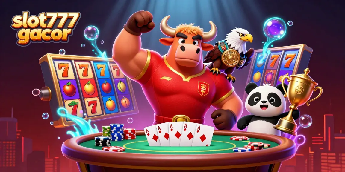 Experience thrilling victories on slot777 gacor with dynamic characters celebrating alongside high-stakes game elements.