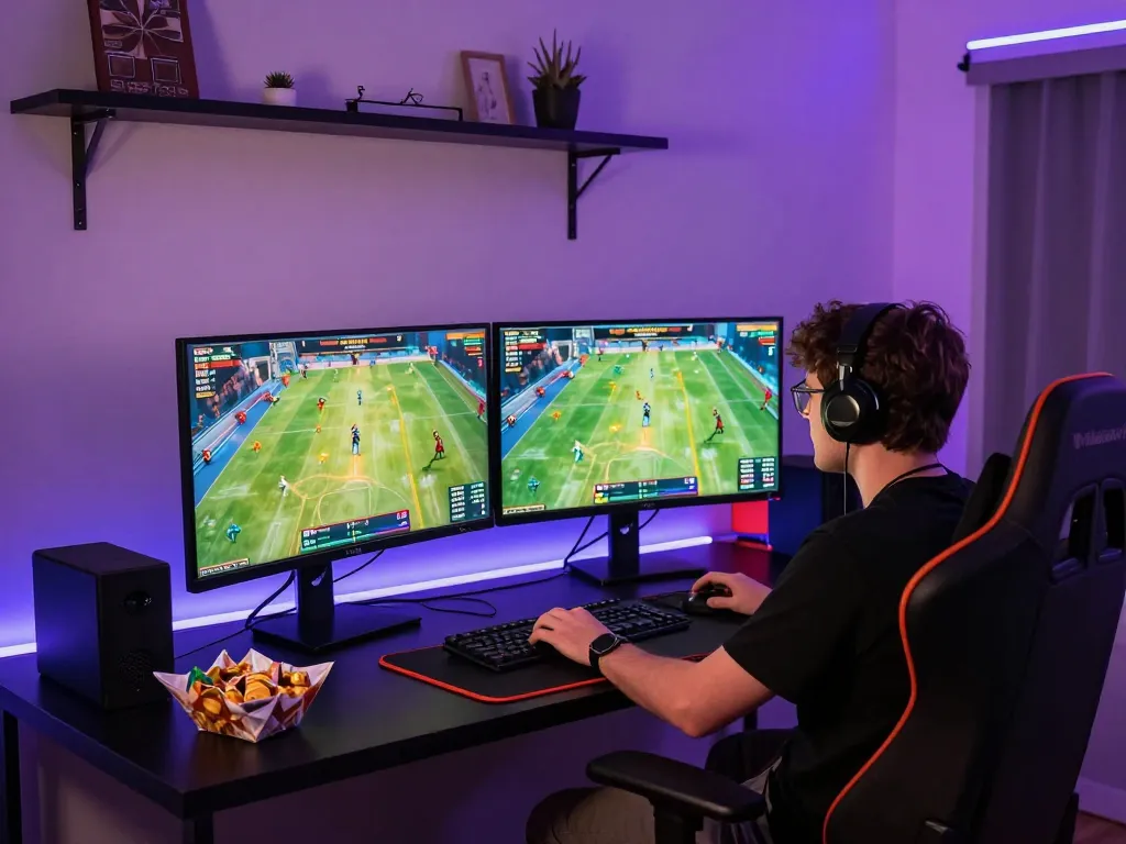 Player engaging in live sports betting on 58win1, showcasing advanced esports gaming setup