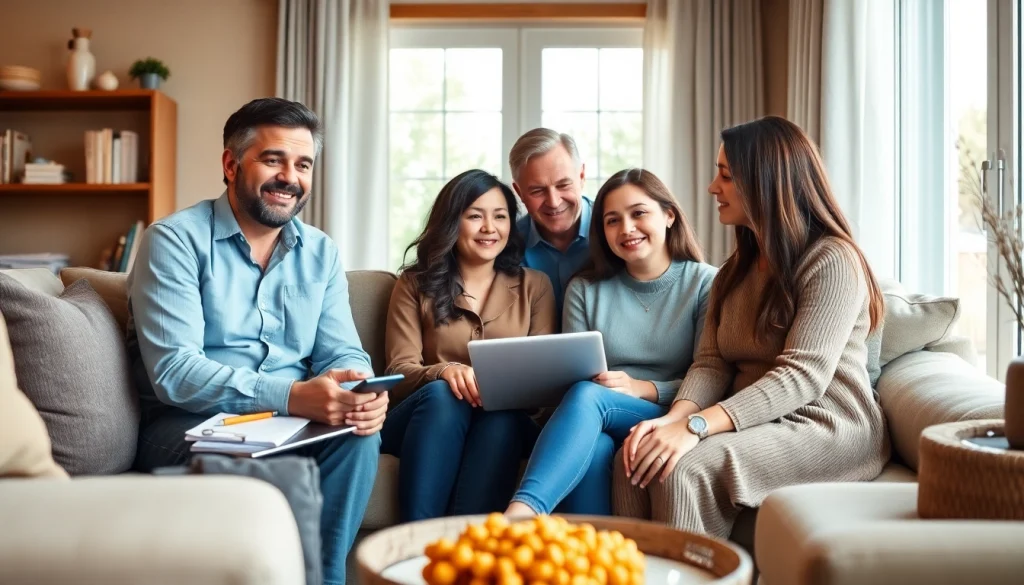 Discussing life insurance with a financial advisor, a family explores options for future protection.