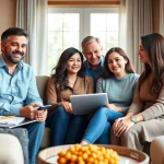 Discussing life insurance with a financial advisor, a family explores options for future protection.