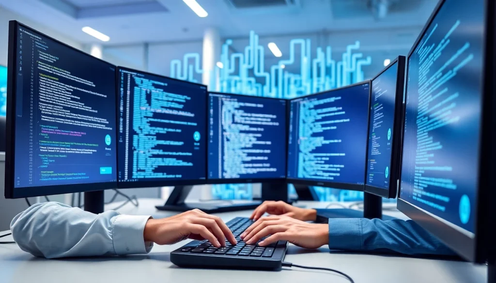 Implementing PowerShell automation for IT compliance with an IT technician working in a modern office.