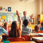 Engaging classroom scene highlighting the importance of Education with students and a teacher.