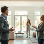 Highlighting Real Estate opportunities with a professional agent showcasing homes during an open house
