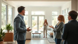 Highlighting Real Estate opportunities with a professional agent showcasing homes during an open house