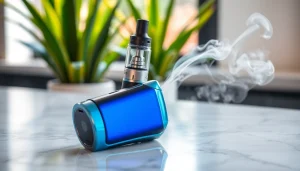 Vozol Vista Plug auf hellem Marmor mit lebhaften Farben und entspannter Atmosphäre.