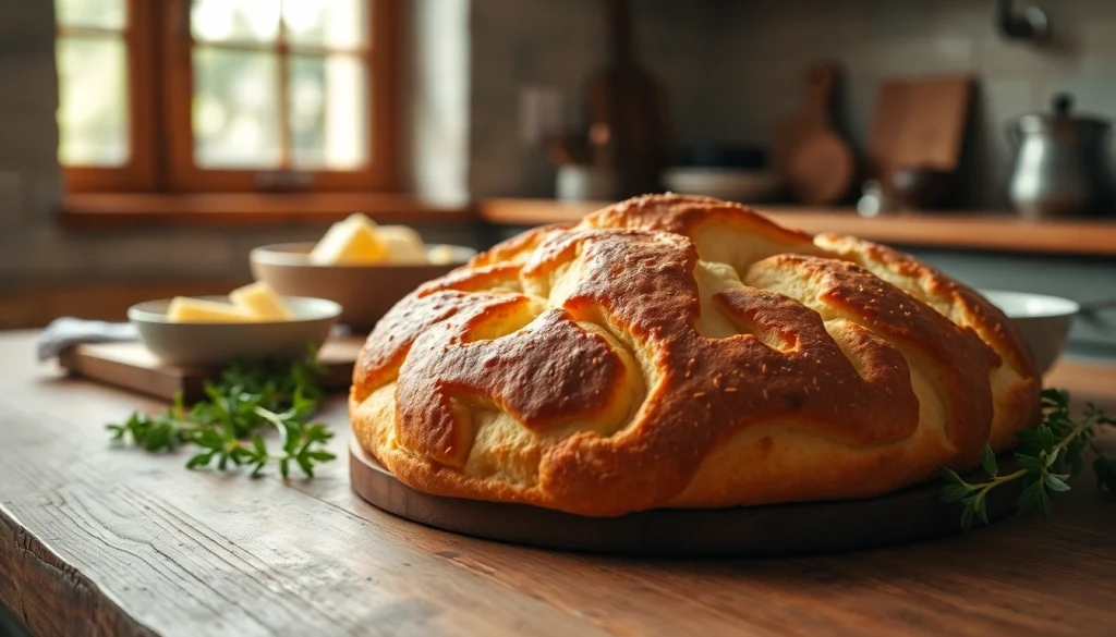 Kaasdoek op een rustieke tafel, vergezeld van verse kruiden en kaas, in een natuurlijke lichtsetting.