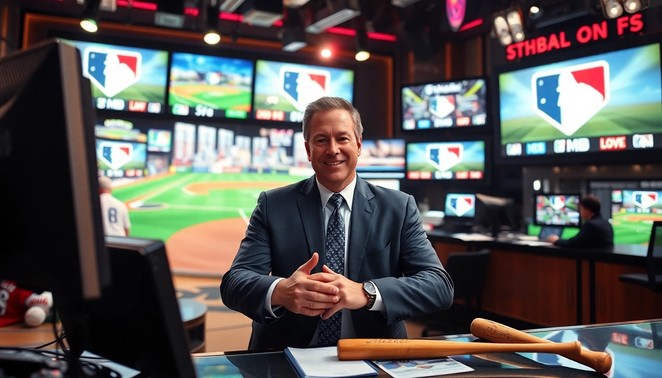 mlb중계 중계를 위한 열정적인 스포츠 아나운서의 생동감 넘치는 장면