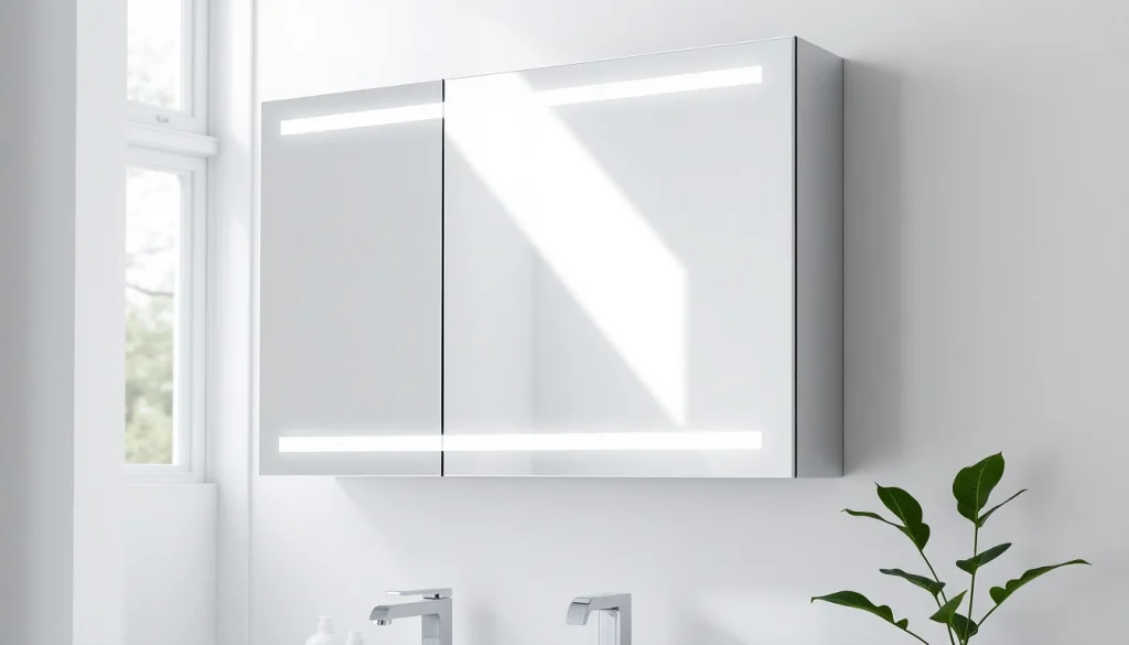 Stylish sonni Spiegelschrank mit LED-Beleuchtung für modernes Badezimmer.