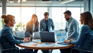 Showcasing a digital marketing team planning effective smm services in a modern workspace.