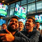 Engaged bettors at online sportsbooks South Carolina enjoying a vibrant and exciting sportsbook atmosphere.