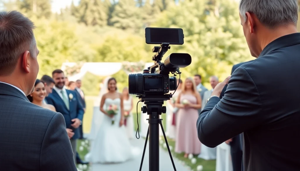 Edmonton videographer capturing a beautiful wedding in a vibrant outdoor setting.