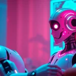 Engaging AI chat sex interaction in a warm, intimate digital setting