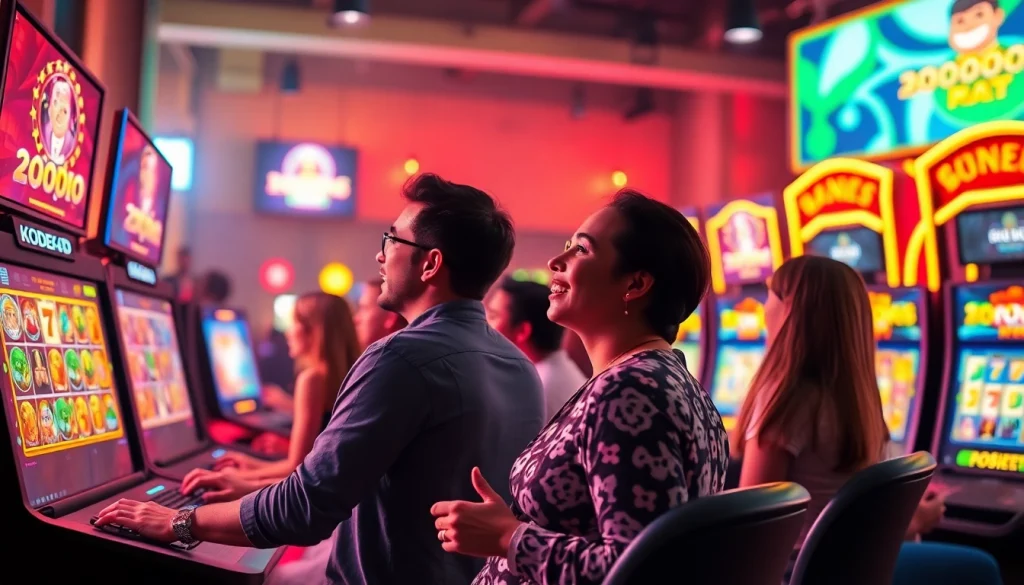 Situs kode4d showcasing an exciting online gaming experience with diverse players and dynamic digital interfaces.