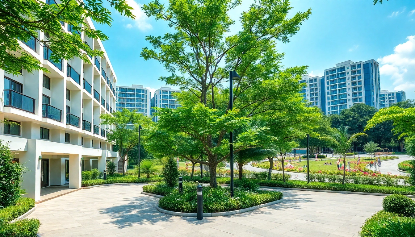 Showcase the tampines ec featuring modern architecture amidst lush greenery, highlighting community living.